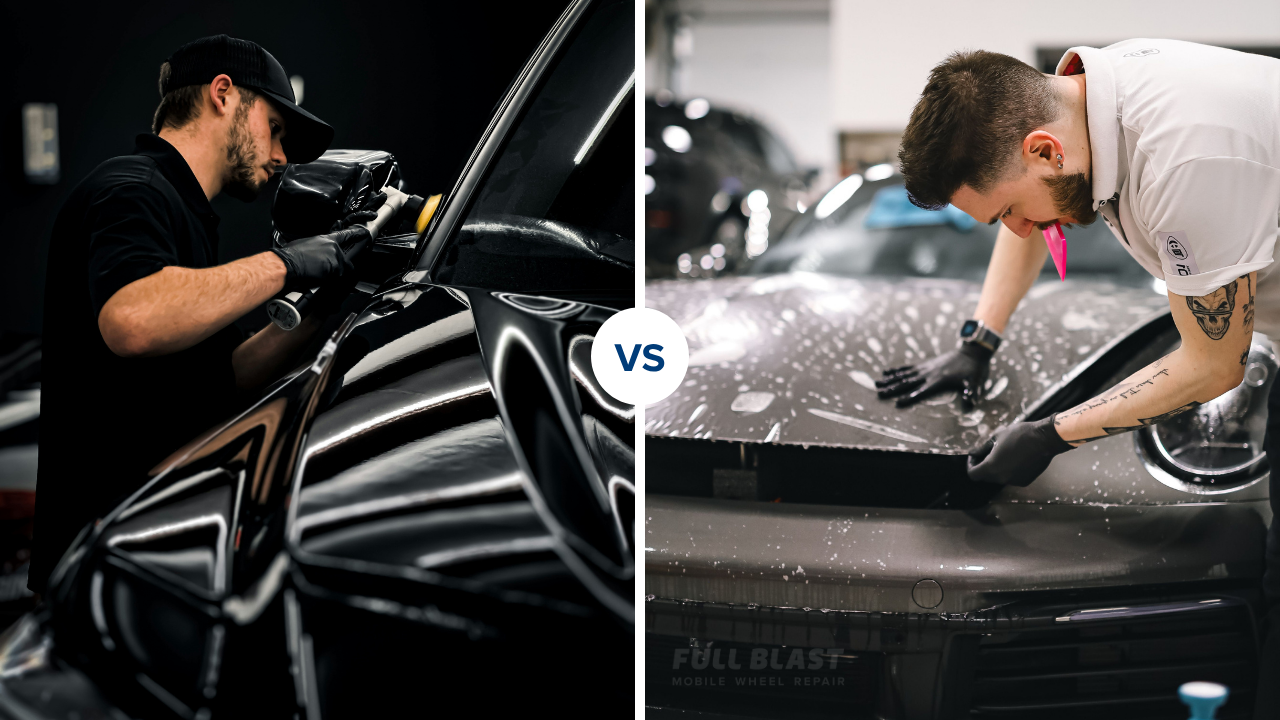 Ceramic coating water beading compared with paint protection film installation